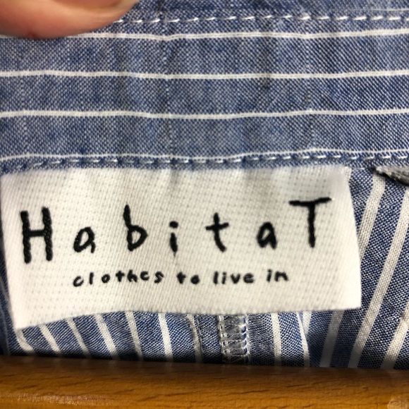 Habitat Cotton Striped Button Up Oversized Top Blue & White Size: XL - Picture 8 of 8